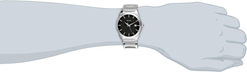 Bulova Mens 3-Hand Calendar Date Quartz Watch, Patterned Dial, 38mm, Style: 96B149