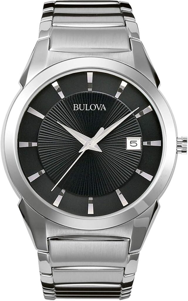 Bulova Mens 3-Hand Calendar Date Quartz Watch, Patterned Dial, 38mm, Style: 96B149