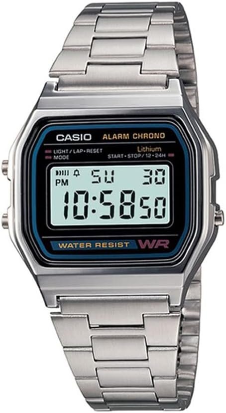 Casio A158WA Series | Unisex Digital Watch | Vintage | WR | 100 SEC Stop Watch | Daily Alarm | Regular Time Keeping: Hour, Minute, Second, PM, Date, Day | Led Light | 7 Yr Battery Casio A158WA Series | Unisex Digital Watch | Vintage | WR | 100 SEC Stop Watch | Daily Alarm | Regular Time Keeping: Hour, Minute, Second, PM, Date, Day | Led Light | 7 Yr Battery