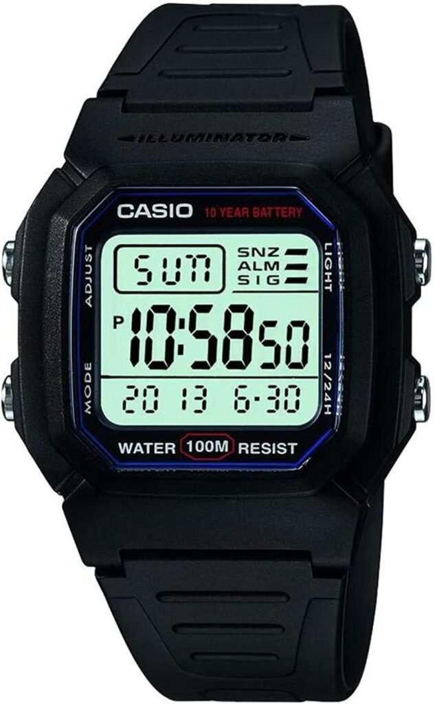 Casio Mens Classic W800H-1AV Sport Watch with Black Resin Band