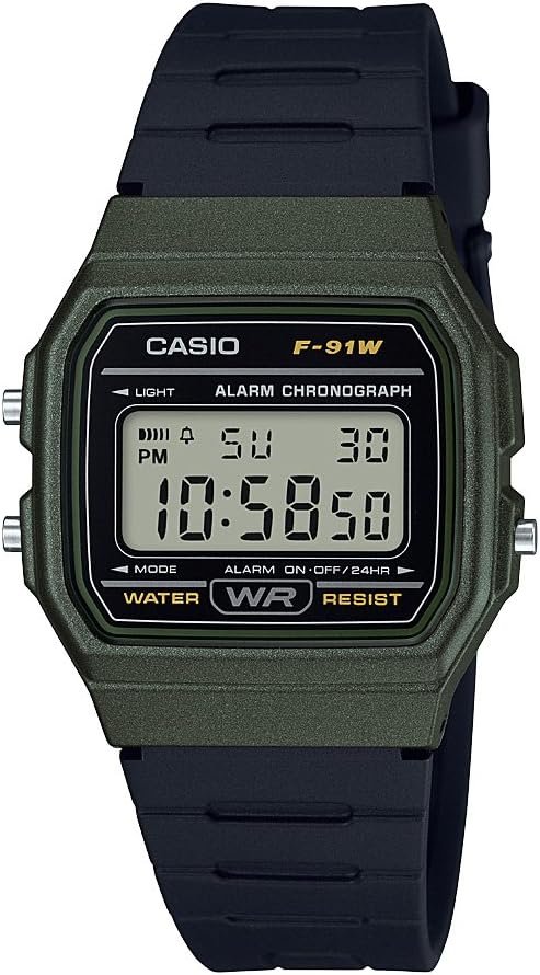 Casio Mens Vintage Quartz Plastic and Resin Casual Watch, Color:Black (Model: F-91WM-3ACF)