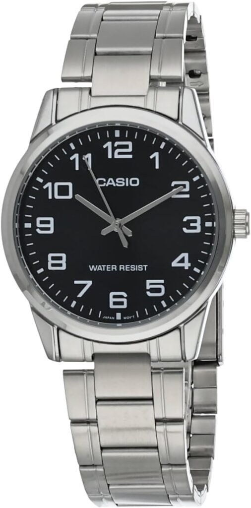 Casio #MTP-V001D-1B Mens Standard Stainless Steel Easy Reader Black Dial Watch