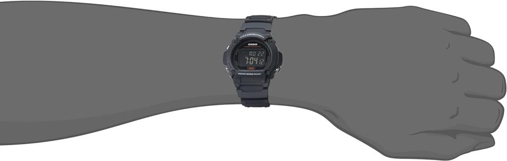 Casio Quartz Fitness Watch with Resin Strap, Gray, 25.5 (Model: W-219H-8BVCF)