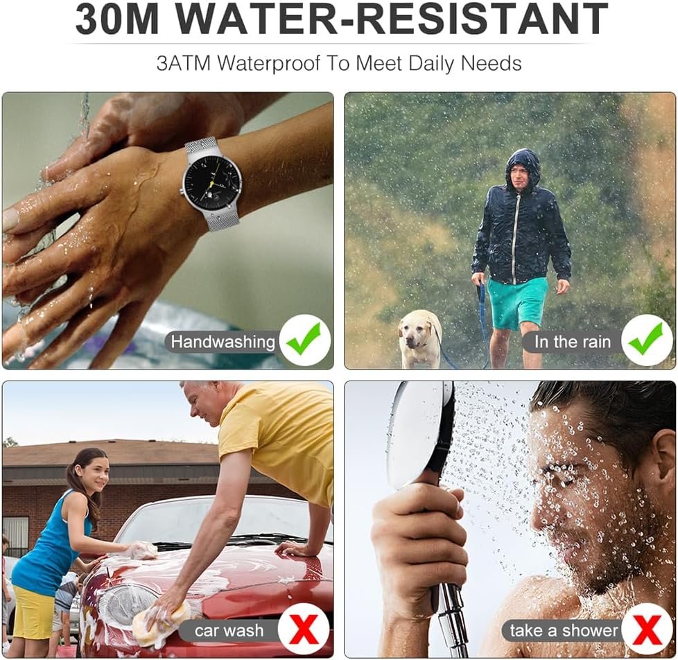 CHEETAH Fashion Minimalist Mens Watches Unisex Ultra Thin Waterproof Analog Quartz with Stainless Steel Mesh Band
