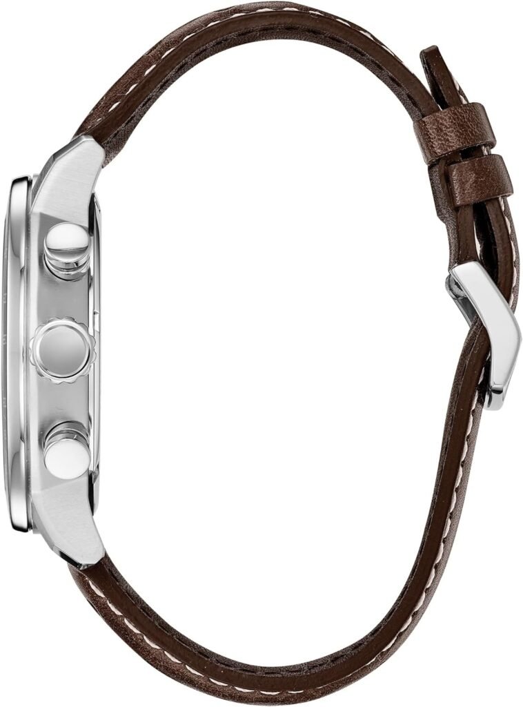 Citizen Mens Eco-Drive Weekender Brycen Chronograph Watch in Stainless Steel, Brown Leather strap, Ivory Dial (Model: CA0649-06X) Citizen Mens Eco-Drive Weekender Brycen Chronograph Watch in Stainless Steel, Brown Leather strap, Ivory Dial (Model: CA0649-06X)