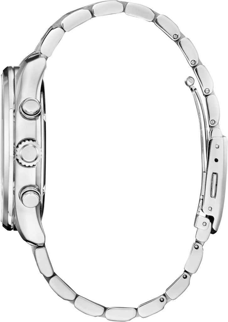 Citizen Mens Sport Luxury Eco-Drive Chronograph Watch, 12/24 Hour Time, Date, 100 Meters Water Resistant, Stainless Steel