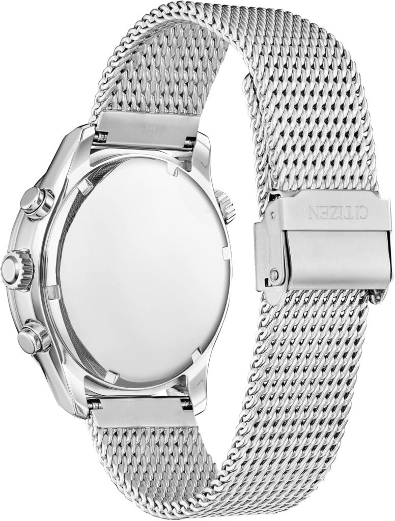 Citizen Mens Sport Luxury Eco-Drive Chronograph Watch, 12/24 Hour Time, Date, 100 Meters Water Resistant, Stainless Steel