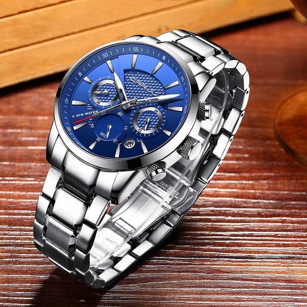 CRRJU Mens Business Casual Chronograph Quartz Waterproof Wristwatch Black Leather Strap CRRJU Mens Business Casual Chronograph Quartz Waterproof Wristwatch Black Leather Strap