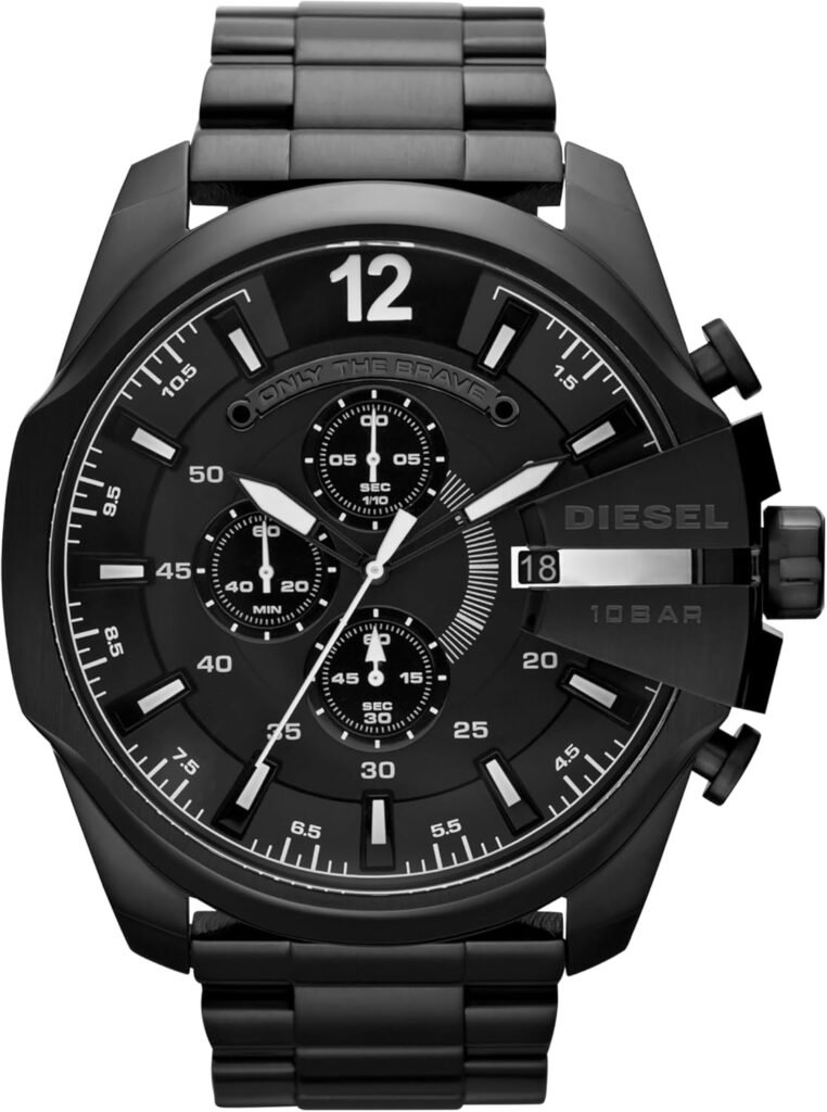 Diesel Mega Chief Stainless Steel Mens Watch with Analog or Digital Movement