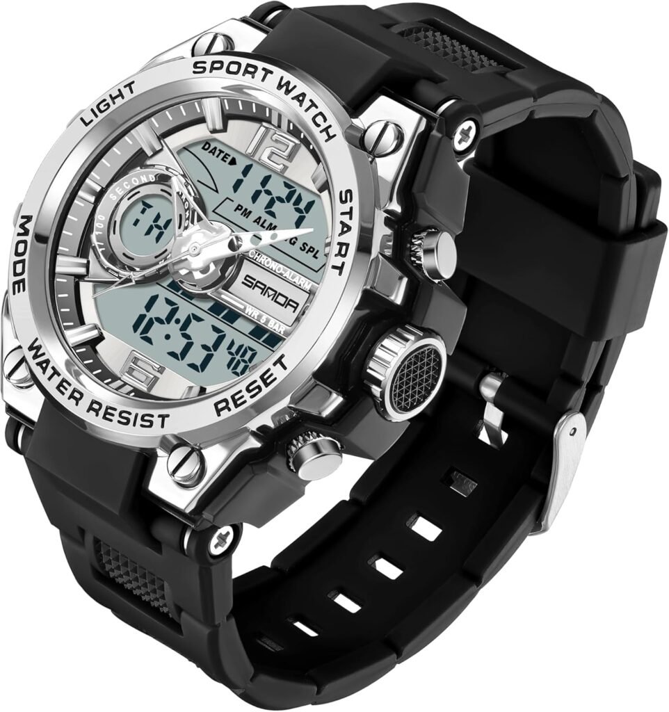 FORSINING Watch for Men, Waterproof Military Digital Analog Watches, Sports Outdoor Wrist Watch Date Multi Function Tactics LED Alarm Stopwatch