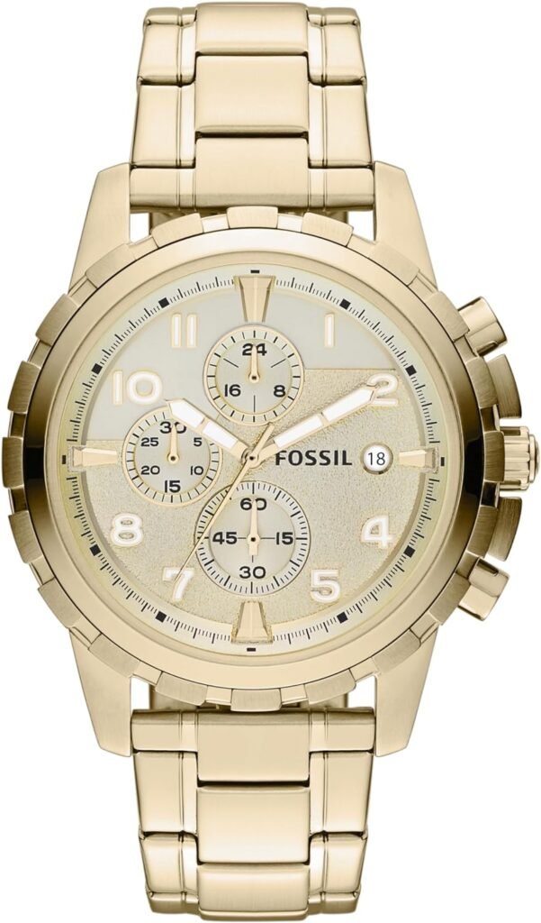 Fossil Dean Mens Dress Watch with Chronograph Display and Stainless Steel Bracelet Band