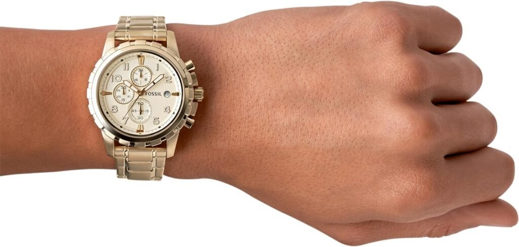 Fossil Dean Mens Dress Watch with Chronograph Display and Stainless Steel Bracelet Band