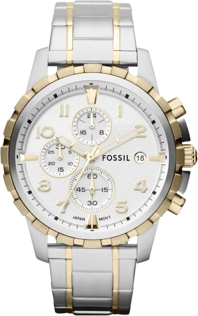 Fossil Dean Mens Dress Watch with Chronograph Display and Stainless Steel Bracelet Band