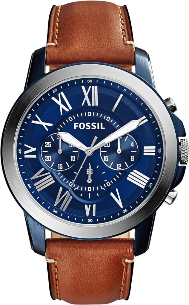 Fossil Grant Mens Watch with Chronograph or Automatic Display and Genuine Leather or Stainless Steel Band