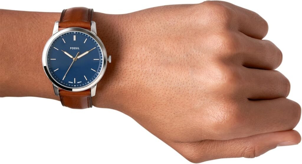 Fossil Minimalist Mens Watch with Leather or Stainless Steel Band, Chronograph or Analog Watch Display with Slim Case Design