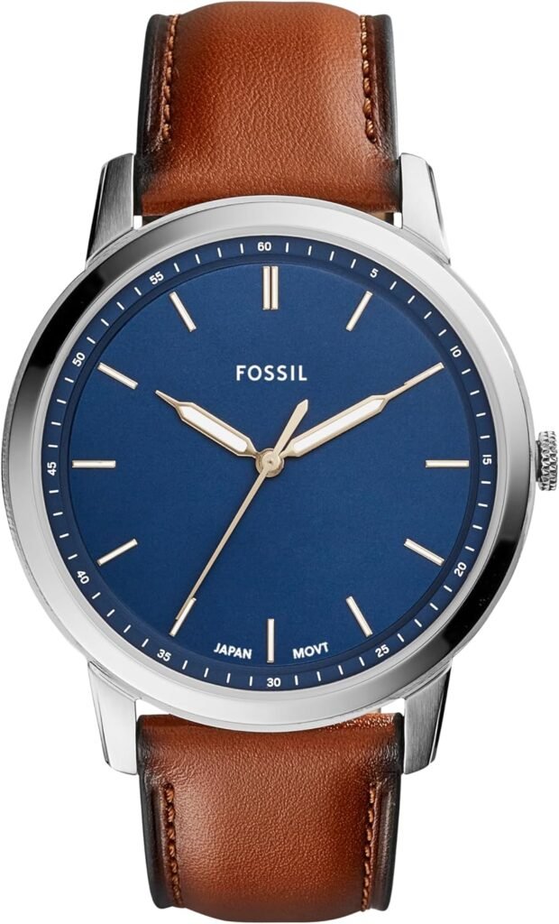 Fossil Minimalist Mens Watch with Leather or Stainless Steel Band, Chronograph or Analog Watch Display with Slim Case Design