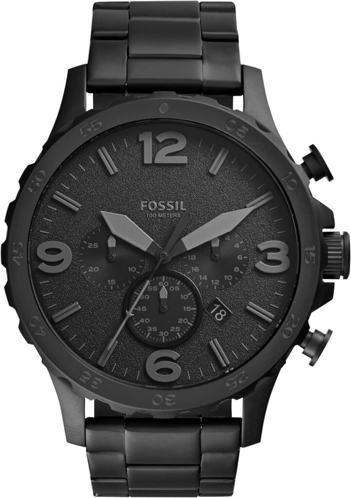 Fossil Nate Mens Watch with Oversized Chronograph Watch Dial and Stainless Steel or Leather Band