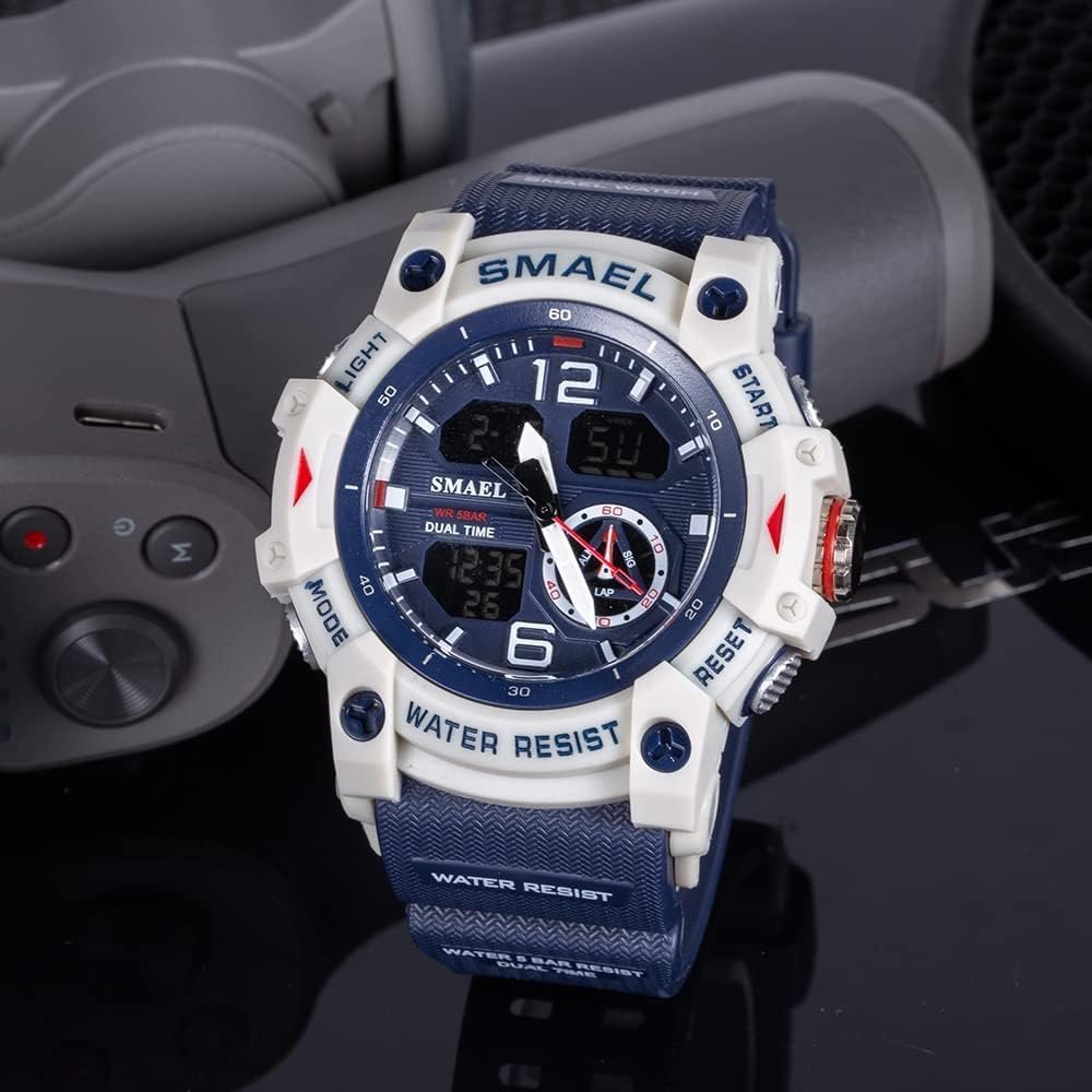 Gosasa Mens Large Face Outdoor Sports Watches Military S-Shock Watch Waterproof, Backlight, Alarm, Stopwatch Features - Rugged Wristwatch for Training, Hiking, and Adventure