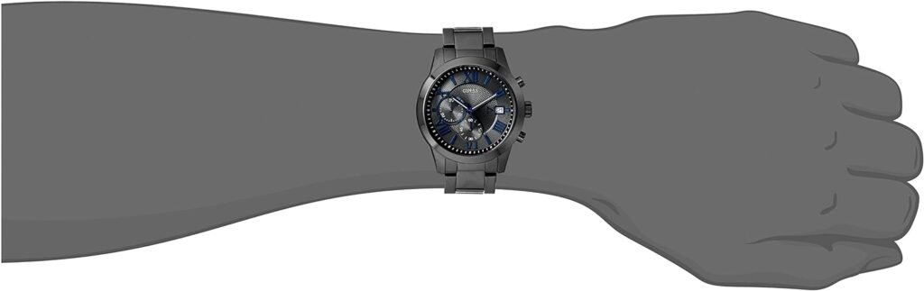 GUESS Stainless Steel Gunmetal Chronograph Bracelet Watch with Date. Color: Gunmetal (Model: U0668G2)