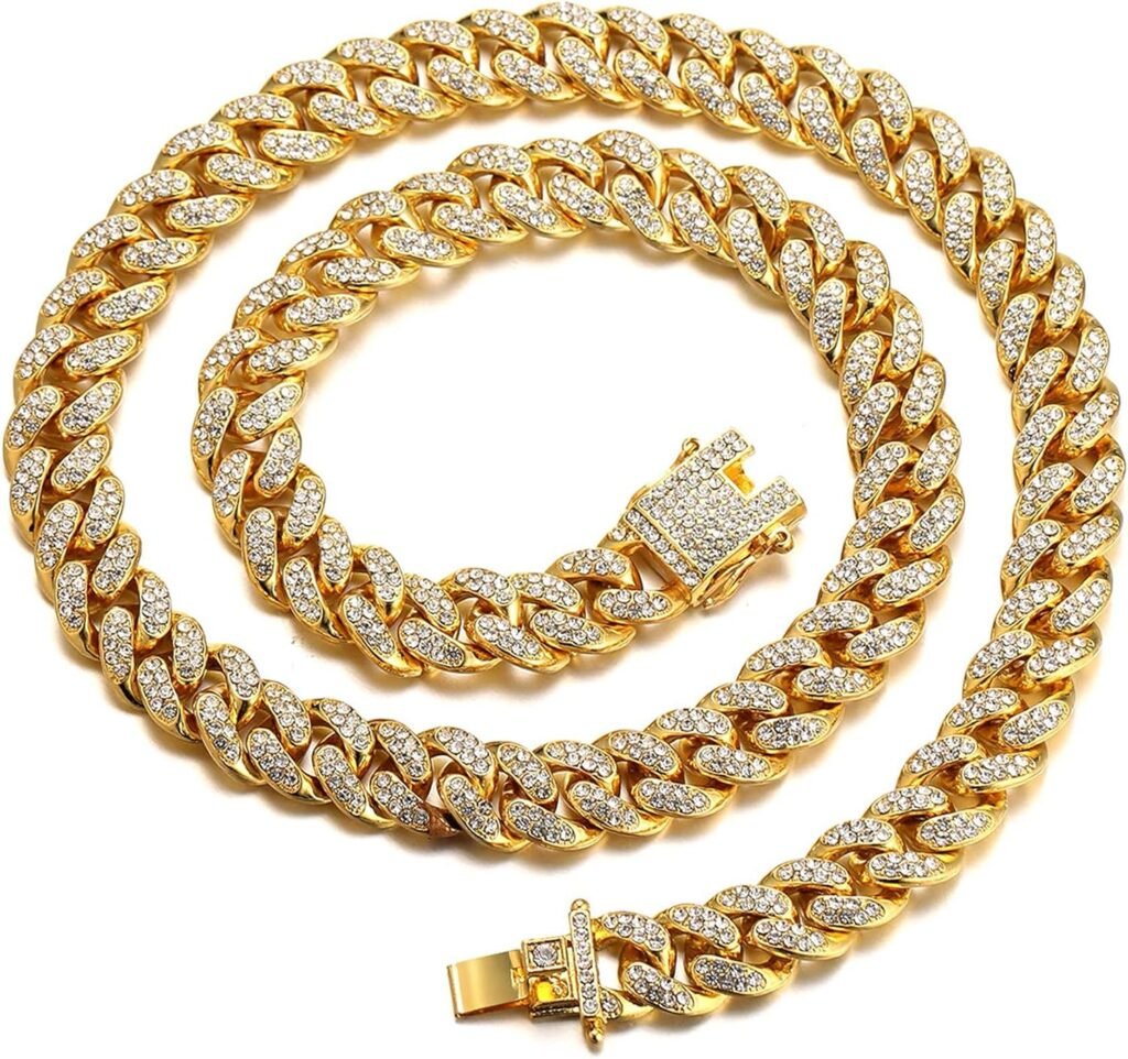 Halukakah Men’s Diamond Watch - The King - 18K Gold/Platinum Plated, 40MM Square Dial, Iced Out Wristband, Lab Diamonds Handset, with Cuban Link Chain Necklace and Bracelet Set Optional, Comes in Giftbox