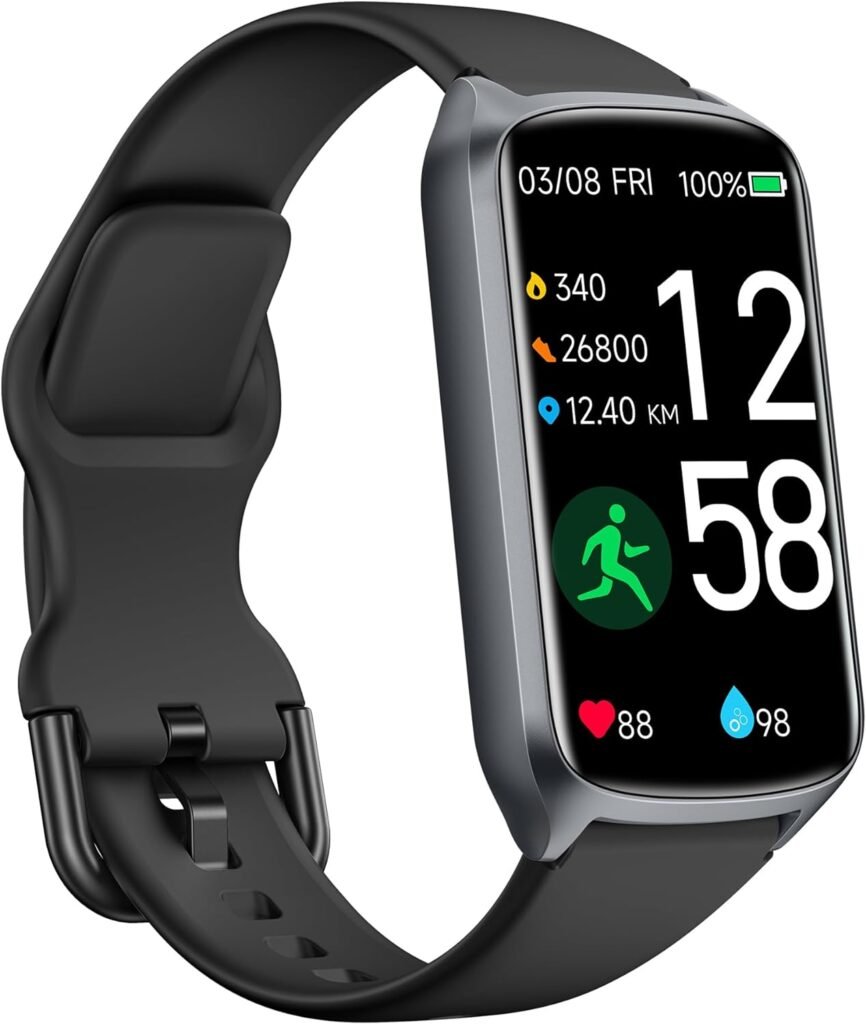 Health Fitness Tracker with 24/7 Heart Rate, Blood Oxygen, Blood Pressure, Sleep Tracker, 5ATM Waterproof Activity Trackers with Step Tracker, Pedometer (S  L Bands Included)…