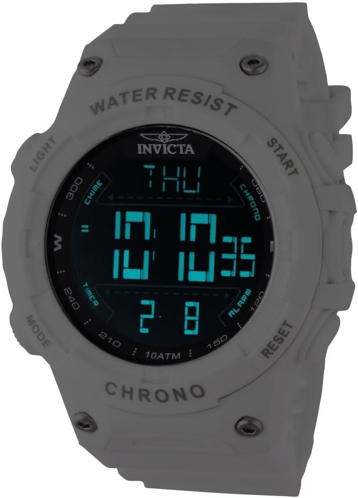Invicta Racing Men 52mm Plastic White Black dial Electronic Digital