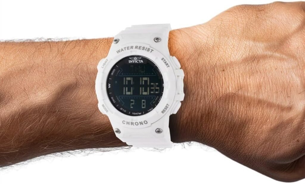 Invicta Racing Men 52mm Plastic White Black dial Electronic Digital