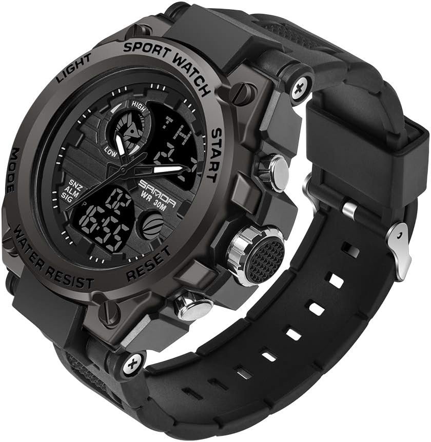 KXAITO Mens Watches Sports Outdoor Waterproof Military Watch Date Multi Function Tactics LED Alarm Stopwatch