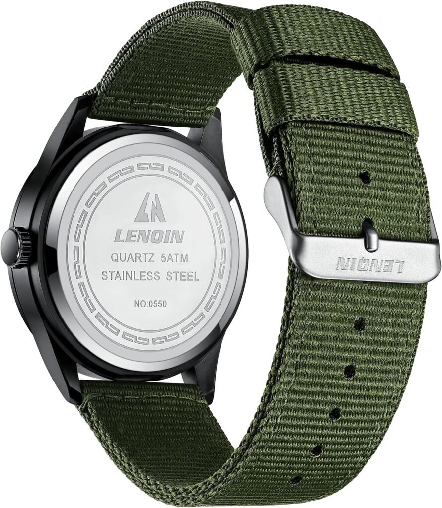 LN LENQIN Mens Watches Unisex Military Watches Sport Nylon Strap Stylish Luminous Fashion Watches Analog Quartz Watches for Men Waterproof Army Tactical Casual Wristwatch