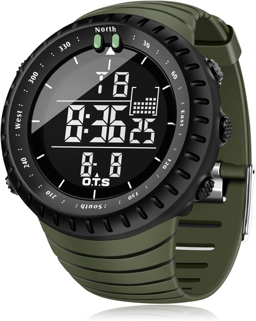 Mens Digital Sports Watch Waterproof Tactical Watch with LED Backlight Watch for Men