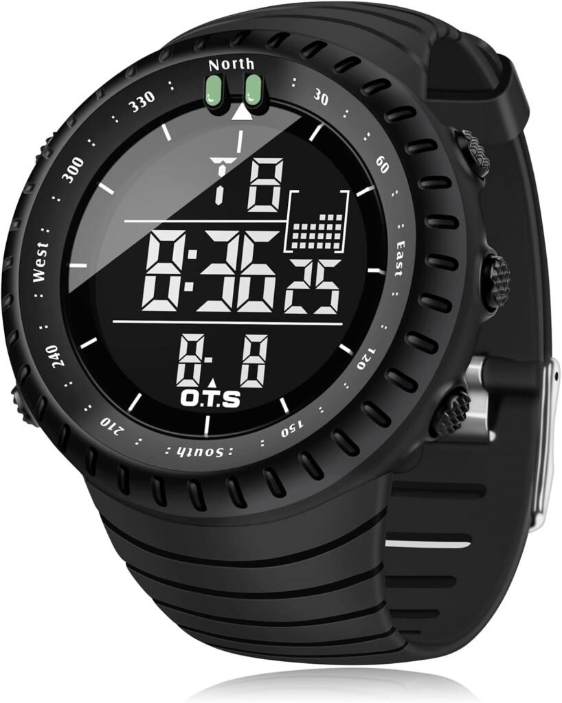 Mens Digital Sports Watch Waterproof Tactical Watch with LED Backlight Watch for Men