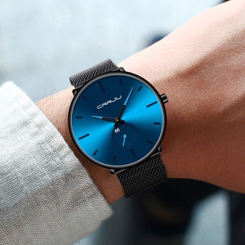 Mens Watches Ultra-Thin Minimalist Waterproof - Fashion Wrist Watch for Men Unisex Dress with Stainless Steel Mesh Band
