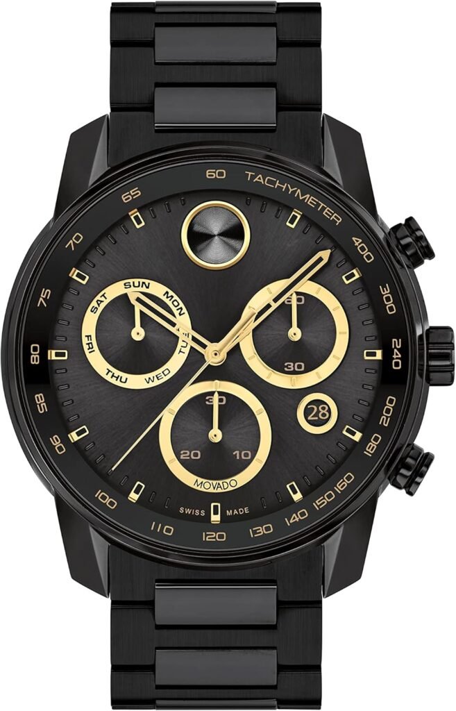 Movado Bold Verso Mens Watch - Swiss Quartz 3H Movement, Stainless Steel Link Bracelet - 3 ATM Water Resistance - Luxury Fashion Timepiece for Him - 42mm