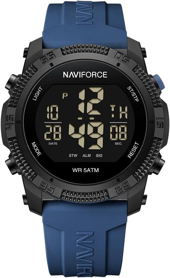 NAVIFORCE Men Sports Waterproof Digital Watches with Stopwatch Alarm Rubber Strap Wristwatch for Women
