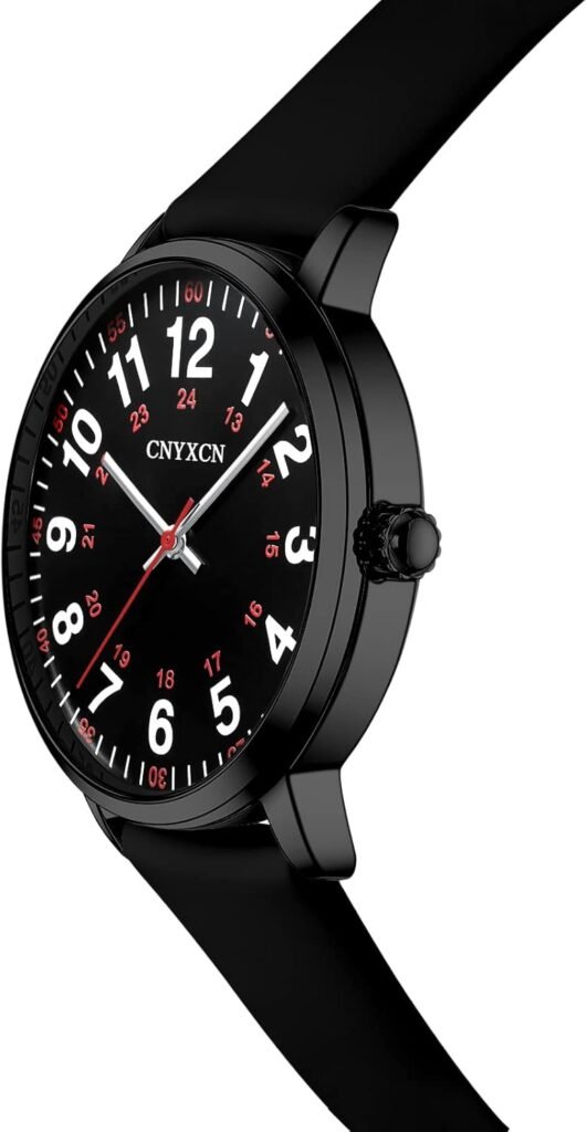 Nurse Watch for Medical Students,Doctors,Women Men with Second Hand and 24 Hour Easy to Read Dial Silicone Band Water Resistant