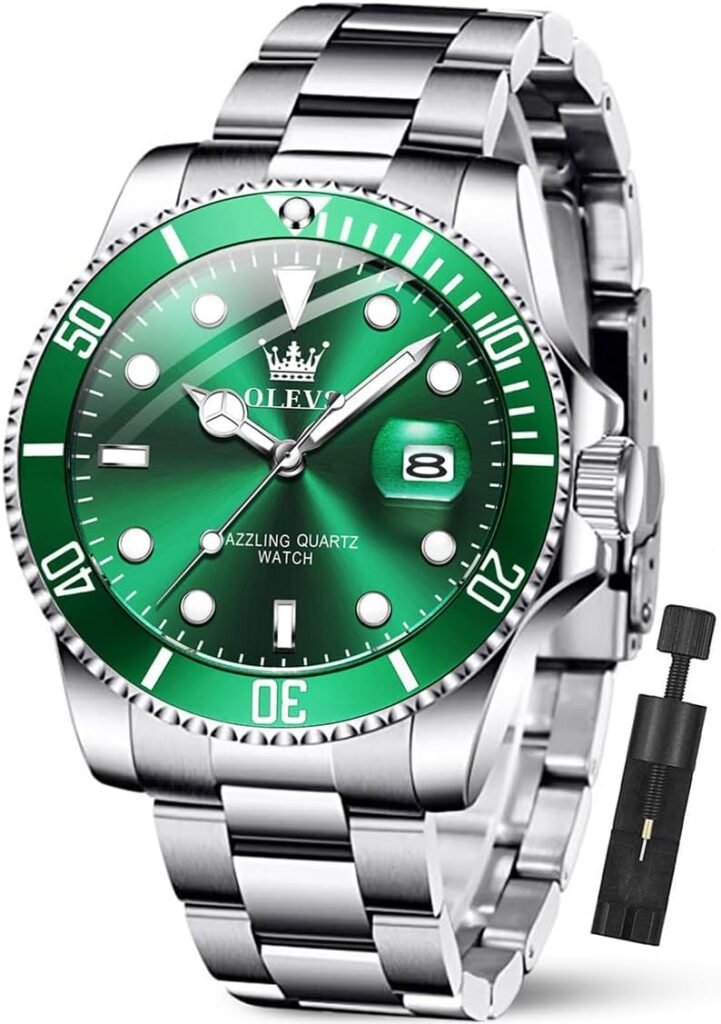 OLEVS Classic Big Face Wrist Watches,Men Business Watches Dress Watch with Day Luminous Men Stainless Steel Wristwatch