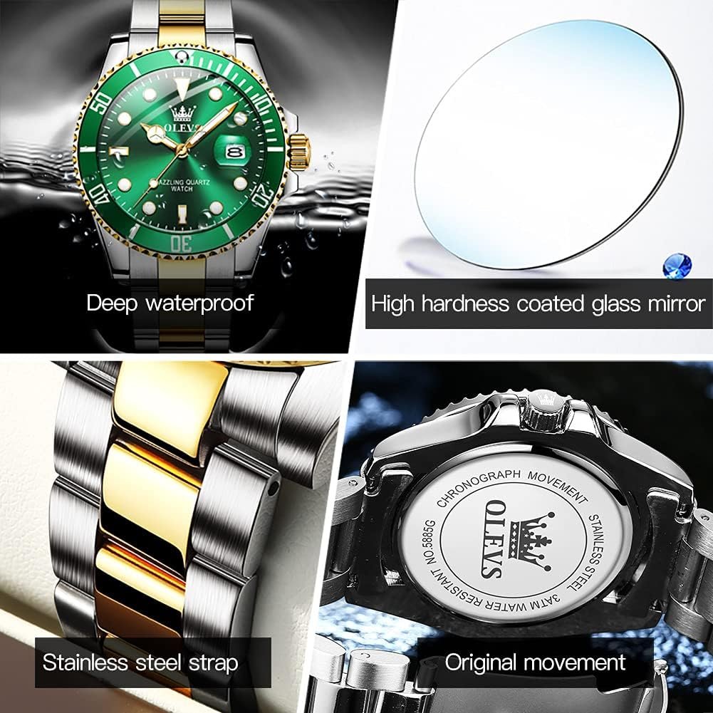 OLEVS Classic Big Face Wrist Watches,Men Business Watches Dress Watch with Day Luminous Men Stainless Steel Wristwatch