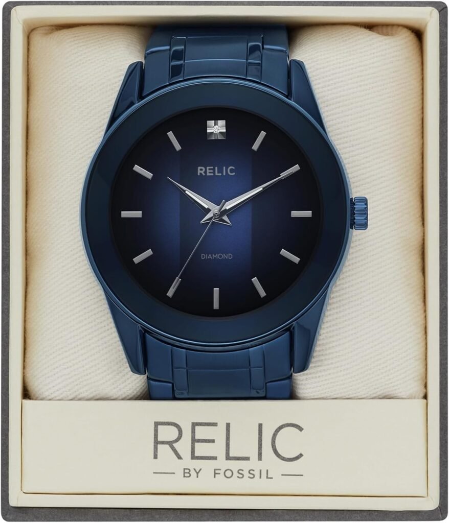 Relic by Fossil Mens Rylan Three-Hand Black Stainless Steel Bracelet Watch (Model: ZR77271)