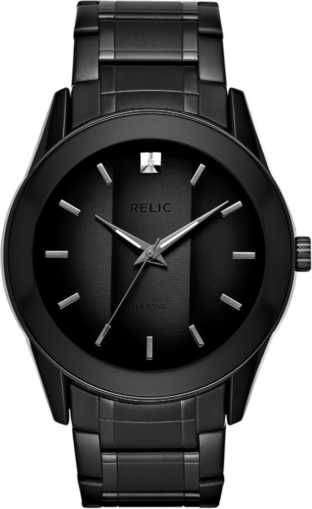 Relic by Fossil Mens Rylan Three-Hand Black Stainless Steel Bracelet Watch (Model: ZR77271)