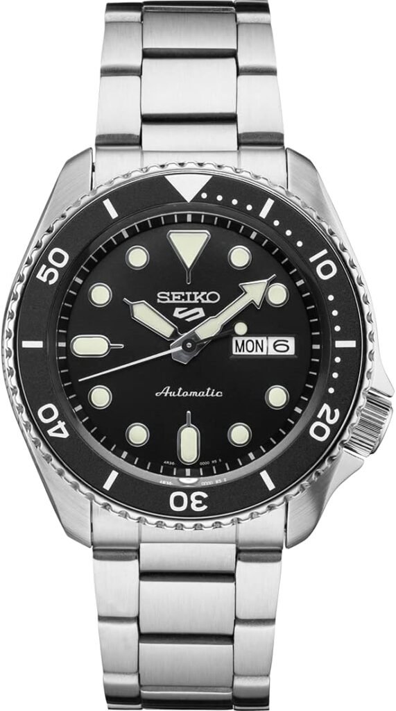 SEIKO Automatic Watch for Men - 5 Sports - Day/Date Calendar, LumiBrite Hands and Markers, and Rotating Bezel, 100m Water-Resistant