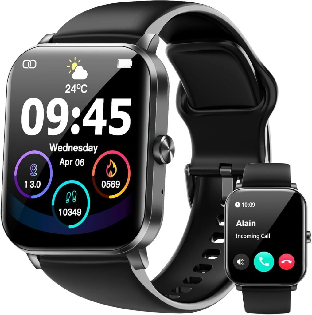 Smart Watch, 1.85HD Smartwatches for Men Women, (Answer/Make Calls), Fitness Tracker with 100+ Sport Modes, IP68 Waterproof Fitness Watch, Heart Rate/Sleep Monitor, SpO2, Smartwatch for Android iOS