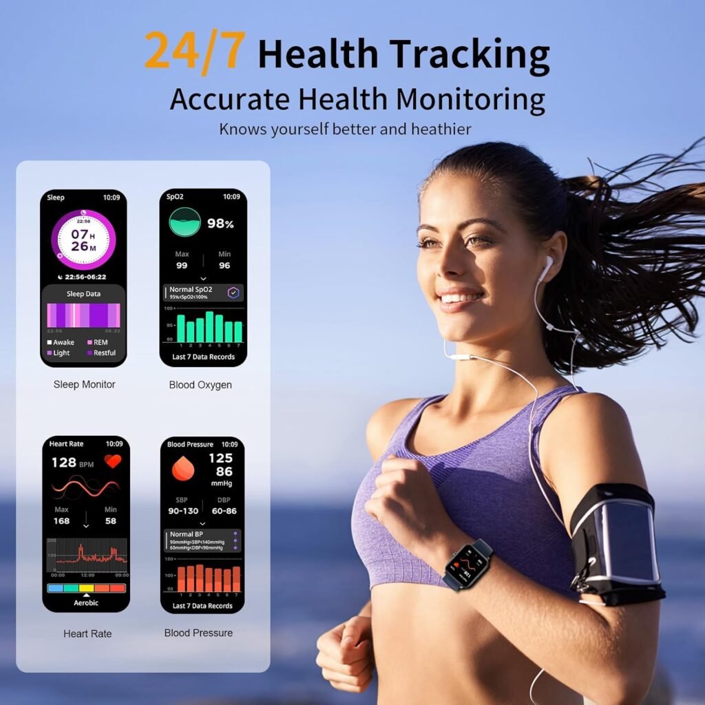 Smart Watch, 1.85HD Smartwatches for Men Women, (Answer/Make Calls), Fitness Tracker with 100+ Sport Modes, IP68 Waterproof Fitness Watch, Heart Rate/Sleep Monitor, SpO2, Smartwatch for Android iOS