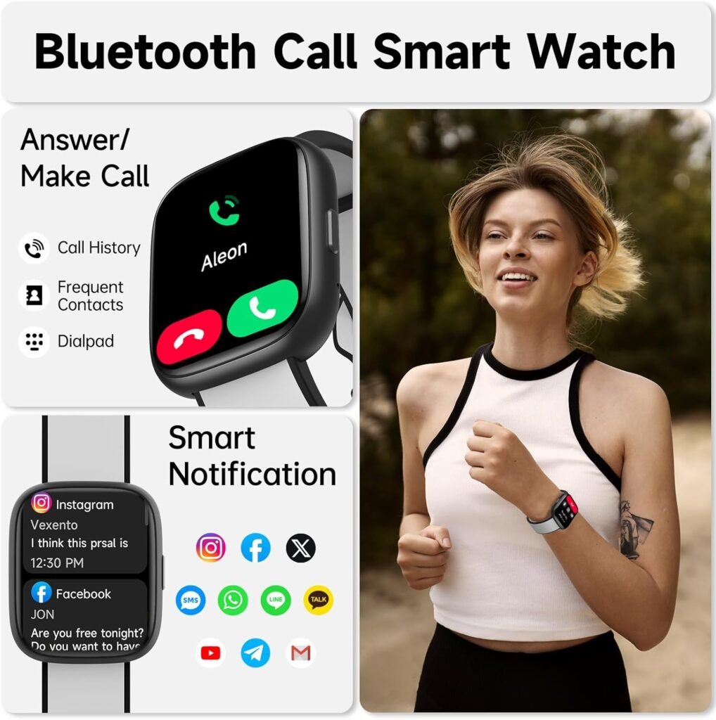Smart Watch for Men Women,Alexa Built-in Smartwatch(Answer/Make Calls),1.83 HD Fitness Tracker,IP68 Waterproof 100+ Sport Mode Activity Tracker,Heart Rate SpO2 Sleep Monitor,iOS Android Compatible