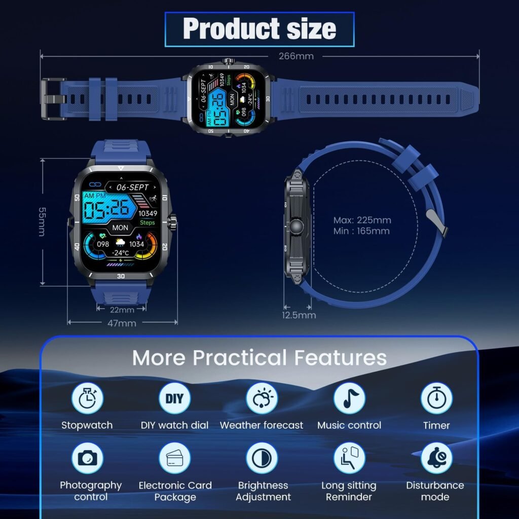 Smartwatch for Men Android iOS Phones: Smart Watch Fitness Tracker 2.0 Full Touchscreen with Answer/Make call Waterproof Blood Pressure Heart Rate Sport Pedometer Sleep Digital Step Activity Monitor