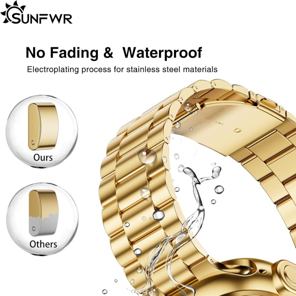 SUNFWR Compatible with Apple Watch Band 45mm 44mm 42mm for Men Women, Stainless Steel Metal iWatch Band with Case for Apple Watch Series 9/8/7/6/5/4/3/2/1/SE/SE2(Black, 42mm 44mm 45mm)