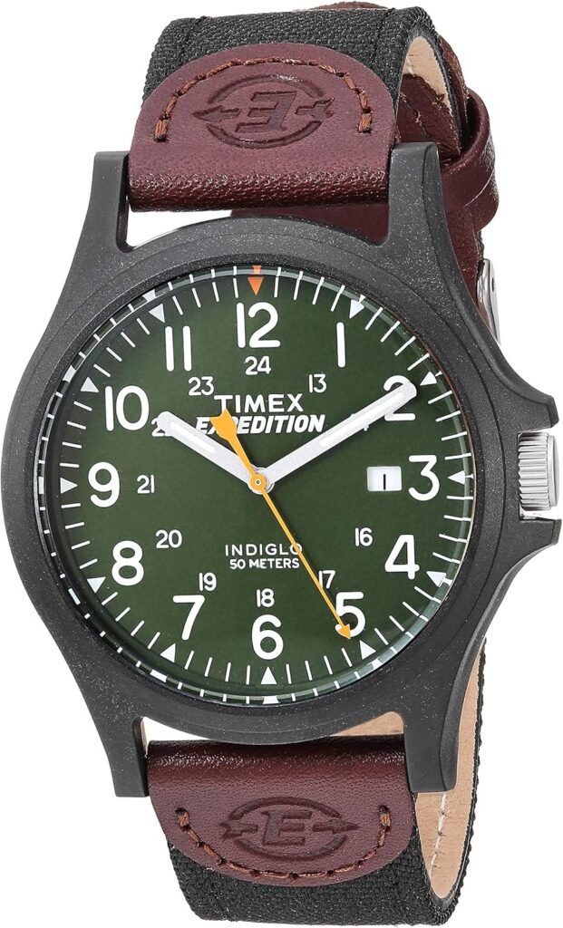 Timex Mens TWF3C8430 Expedition Acadia Black/Brown/Dark Green Leather/Nylon Strap Watch Timex Mens TWF3C8430 Expedition Acadia Black/Brown/Dark Green Leather/Nylon Strap Watch