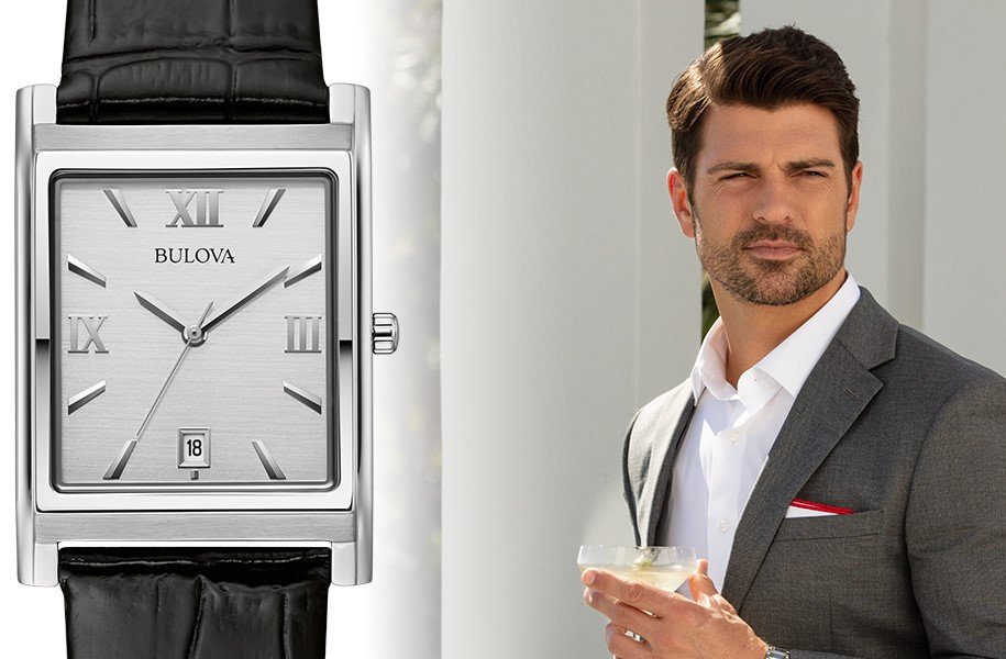 Bulova 96B107 classic rectangular profile