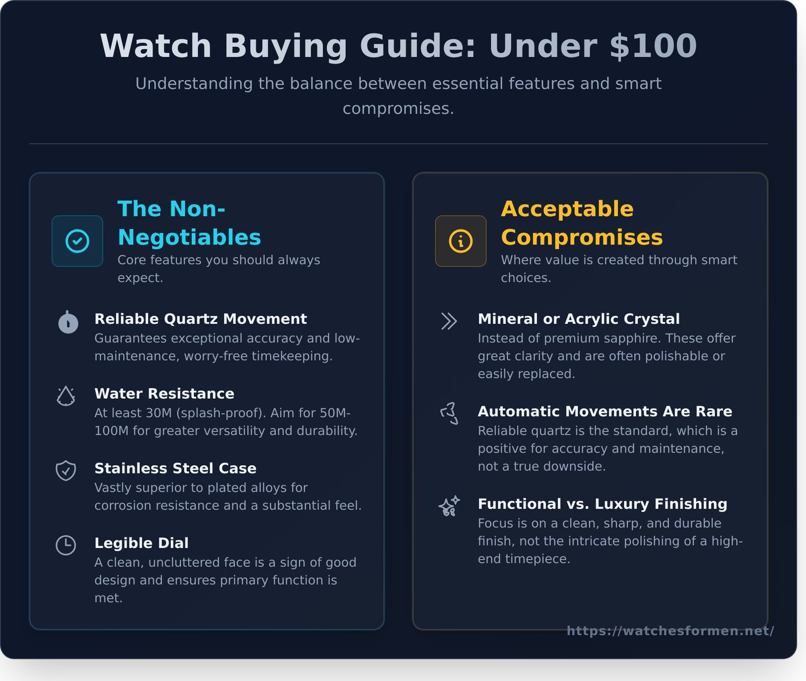 The Best Men’s Watches Under $100: Affordable Elegance in 2025 - Infographic