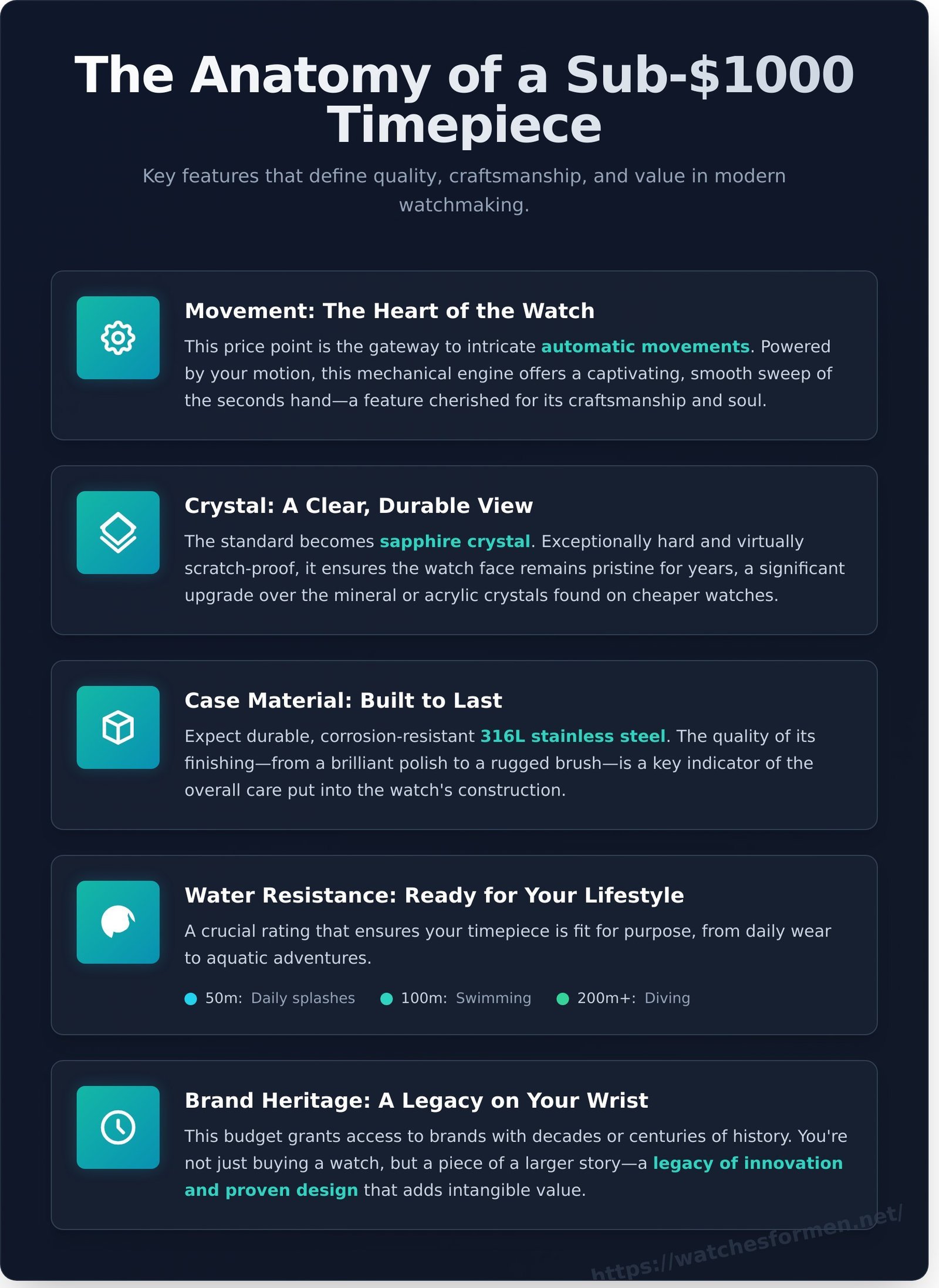 The Best Men’s Watches Under $1000: Timeless Style for Any Budget - Infographic